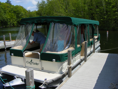 Pontoon boat available for private charters.
